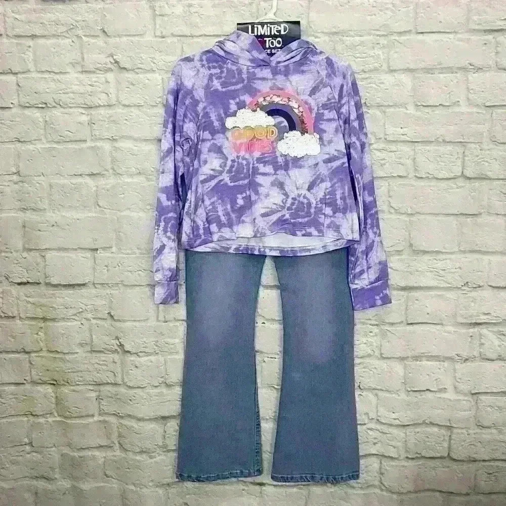 Limited Too 2 pieces Set  Girls Sweatshirt Blue jeans Sz 8 - Picture 3 of 10